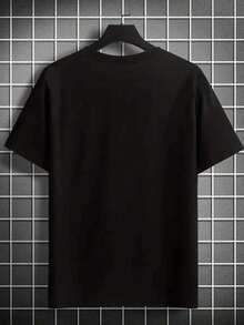 Premium Black Crew Neck T-Shirt With Airplane Evolution Print, Suitable For Casual And Sport Wear, All-Season Short Sleeve T-Shirt, Slightly Stretchy Knit Fabric, Regular Fit, Perfect For Everyday And Weekend Wear. - 黑色 - 查看 3