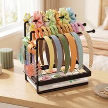 1pc 2-Tier Desktop Scrunchie Organizer, Space-Saving Hair Accessory Storage Box, Hair Hoop & Scrunchie Display Rack, Suitable For Baby Room Storage - Multicolor - View 12