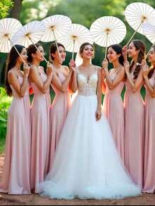 1pc 80cm/60cm White Paper Umbrella, Blank DIY Wedding Parasol, Suitable For Various Festival Parties/Bridal Wedding Decoration, Wedding Room Decoration, Bridesmaid Decoration, Wedding Gift, Wedding Photography Prop - Multicolor - View 2