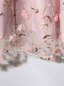 Flora Isola Flora Isola Falda A-Line elegante de mujer con bordado de flores 3D en malla para primavera/verano - Rosa 3 - Ver 3
