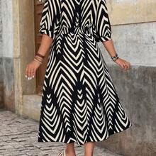 Summer Elegant Floral Print Short Sleeve Dress - Azul - Ver 3