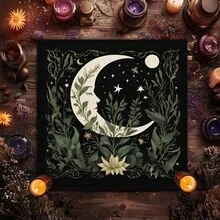 1件塔罗星形桌布 日月铜色图案神秘图腾桌布 防水防油家用餐桌布 - 彩色 - 查看 4