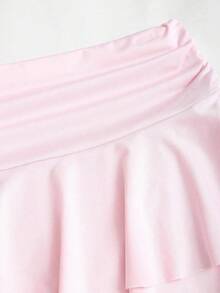 Conjunto de top de tirantes y minifalda plisada y con decoración de flores metálicas para mujer, ideal para el verano - Rosa - Ver 7