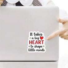 (1PC) 3 Inch Waterproof Removable PVC Vinyl Sticker Decal - "It Takes A Big Heart To Shape Little Minds" Inspirational Quote With Red Heart And Sparkle Accents, Cute Minimalist Aesthetic For Laptop, Phone Case, Water Bottle, Notebook, Skateboard, Helmet - Y2K Teacher Appreciation Sticker For Gen Z Women, Self-Care, Positive Mindset, Back To School, Cozy Home Office Gift - View 8