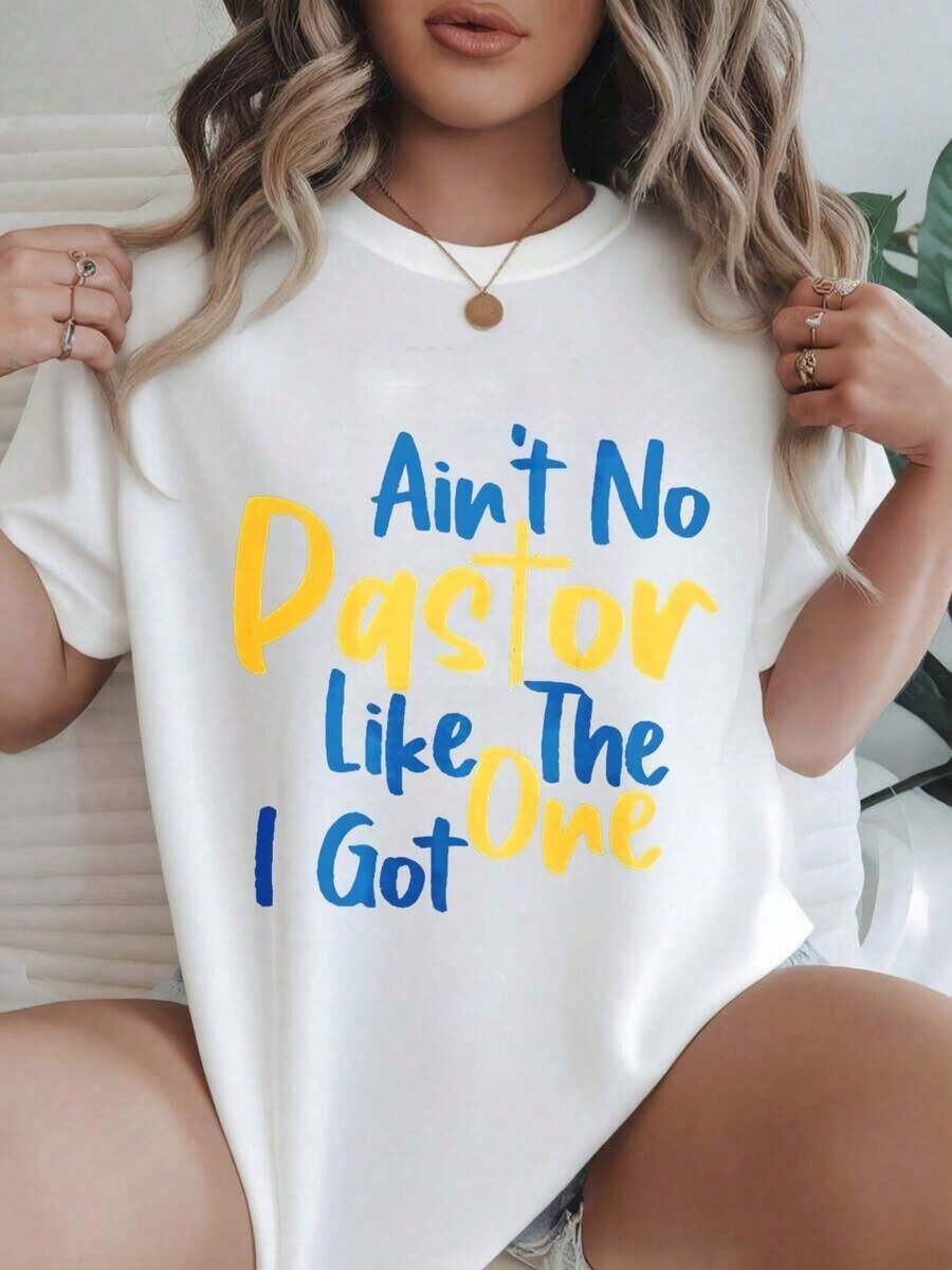 No hay pastor como el que tengo. Camiseta casual con estampado de moda para mujer, adecuada para todas las estaciones.
-Blanco - Blanco - Ver 1