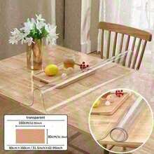 1pc PVC Transparent Tablecloth Table Mat, Table Surface Protective Film, Heat Resistant Waterproof Scratch-Resistant Dining Table Cloth Protective Film Suitable For Home Hotel Dining Table Mat Coffee Table Mat - White - View 33