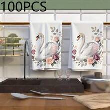 1pc/2pcs Cute Healing Style Swan Pattern Printed Handkerchief. The Size Is 16 * 24 Inches, Suitable For Kitchen Decoration Or Exquisite Gifts. It Can Be Used For Cleaning And Wiping Items, As Well As For Home Decoration. Suitable For Various Purposes In Kitchens And Restaurants, It Is An Ideal Kitchen Utensil. - Multicolor - View 19