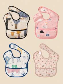 1 buah Celemek Bayi Bermotif Lucu, Unisex untuk Bayi Laki-laki dan Perempuan, Nyaman Dipakai, Tahan Lama dan Mudah Dibersihkan - MultiWarna - View 4