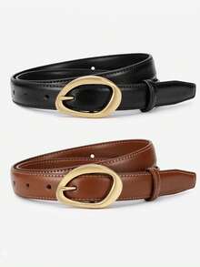 1/2pcs Niche Korean Style Versatile Decorative Belt, Fashion Snug Fit PU Leather Belt, Matches Jeans And Girl's Pants, Suitable For Teenagers And Adults, A Versatile Accessory To Enhance Outfit Personalized - Multicolor - View 8