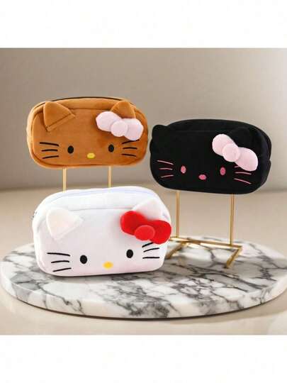 SANRIO 1 pieza Estuche de lápices de peluche, bolsa de lápices de peluche linda con gran capacidad para decoración de Halloween, almacenamiento de artículos de papelería, regalo de cumpleaños/vuelta al colegio (sin clip)