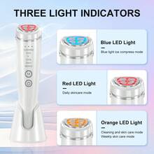 6合1臉部與頸部按摩器，USB充電式美容儀，冷熱自動溫度療法與LED光子光，可提拉、亮白、淡化皺紋，適合所有膚質，男女皆宜的完美生日禮物(白色) - 彩色 - 查看 4