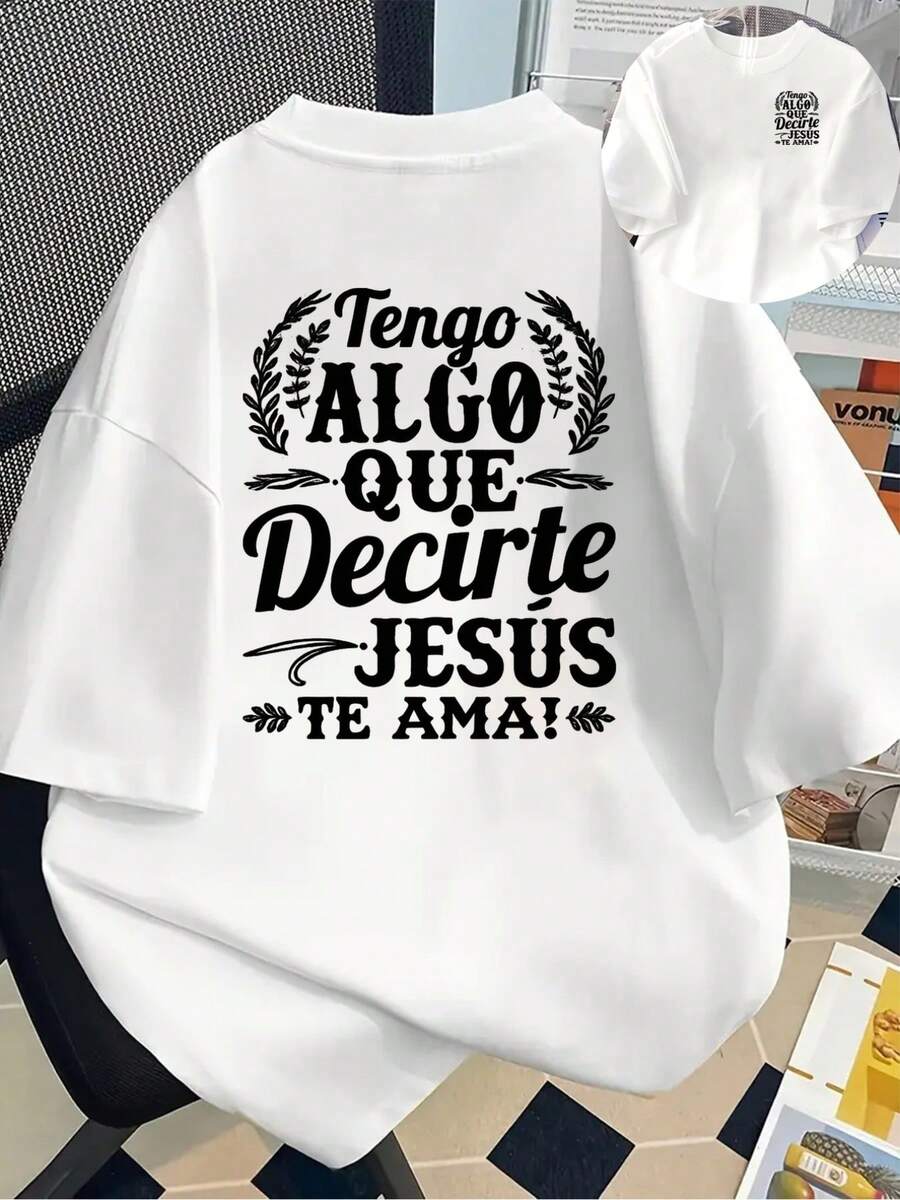 Te amo, tengo algo que decirte - Camiseta estampada| Camiseta Casual de Manga Corta y Cuello Redondo para Primavera/Verano, Ropa de Mujer Y2k - Blanco - Ver 1