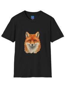 Red Fox Face T1S1Hirt Re Of Fox In Watercolor. - Black - View 1