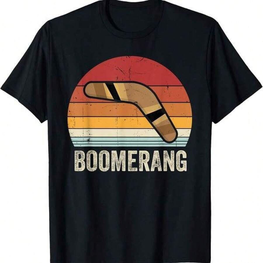 2026 Dam- och Herrtröjor till Fars Dag, Boomerang Vintage T-shirt Storlek 2Y-10Y, S-XXXL, Kläder för unga pojkar, Pojkkläder, Herrkläder, Damtröjor, Present till Haitisk flaggdag och Världsmiljödagen, Fars Dag, Sista skoldagen - Svart - Visa 1