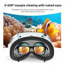 3D移动VR头显 - 可调节VR眼镜，提供高清沉浸式3D观看体验和逼真的游戏性能，配备舒适的鼻托和内置耳机，通用兼容/安卓智能手机，便携式虚拟现实眼镜，适用于电影和游戏 - 白色 - 查看 4