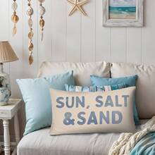 1pc Coastal Beach Seashell Pillow Cover, Coastal Beach Room Decor, Preppy Blue Seashell Nautical Ocean Beachy Decorative Lumbar Pillow Covers For Home Bedroom Living Room (Single Side, No Pillow Core) - 12*20inch - View 4