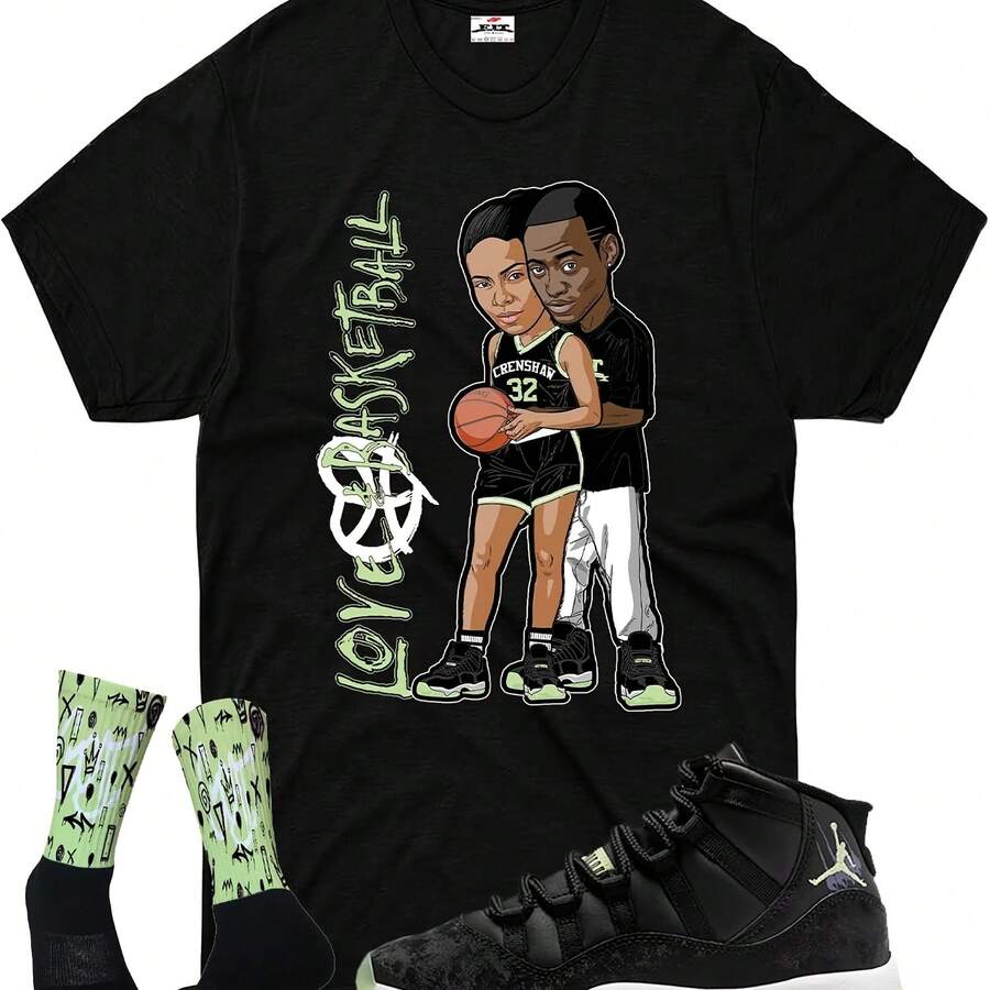 Camisetas personalizadas a juego FDATT para Jordanss 11 Inner Beast Barely volt Glow in the dark Raisin - forma - Ver 1