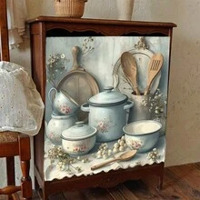 1 chiếc khăn trải bàn ngắn bằng vải nhung mềm mại họa tiết hoa nhí kiểu Pháp, dùng làm rèm tủ bếp, dễ treo, lý tưởng cho trang trí nhà cửa, phù hợp với tủ bếp, tủ giặt, tủ đựng đồ, có thể dùng làm rèm cửa sổ. - Nhiều màu - Xem 14