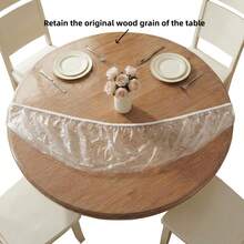 1/2pcsClear Round Tablecloth Waterproof Oilcloth Heavy Duty Elasticized Table Cover Elastic Edge Design Plastic Tablecloth Protector For Round Table - Transparent - View 4