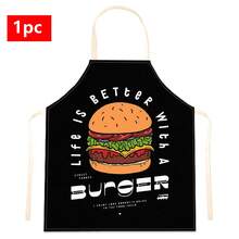1pc Hamburger Pattern Printed Apron, 100% Polyester, Sleeveless With Neck Strap, Suitable For Cooking, Baking And Entertainment, Great For Home Kitchen, Party, Outdoor BBQ, Baking Apron | Vibrant Apron | Polyester Apron | Printed Apron - Multicolor - View 12