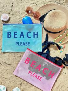 这款防水时尚沙滩包印有“Beach Please”海星图案，容量大，透明，配有尼龙拉链，轻便易携，适合春夏季节收纳，经久耐用，是游泳、海滩、潜水、暑假旅行、学生返校的理想之选。轻便防晒，适合送给朋友、家人、女朋友和同学。也是生日、节日、派对、婚礼（伴娘）、母亲节和教师节的完美礼物和纪念品。 - 彩色 - 查看 6