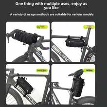 Bolsa de Guidão de Bicicleta Ajustável de Grande Capacidade, Bolsa de Ciclismo Multifuncional, Bolsa Frontal de Quadro de Bicicleta à Prova d'Água, Bolsa de Armazenamento Traseira de Bicicleta Portátil, Bolsa de Armazenamento de Ciclismo ao Ar Livre, Acessórios para Bicicleta de Montanha e Bicicleta de Estrada - Multicolorido - Visão 9