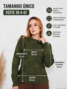 Women's Winter Knit Sweater, Boho Style, Square Knit, Elegant, Simple, Casual, Wool-Like Fabric, Textured Knit, Suitable For Evenings, Holidays, Weddings, Offices, Street Wear, Travel, Brunch, Autumn/Winter. - xanh quân đội - Xem 1
