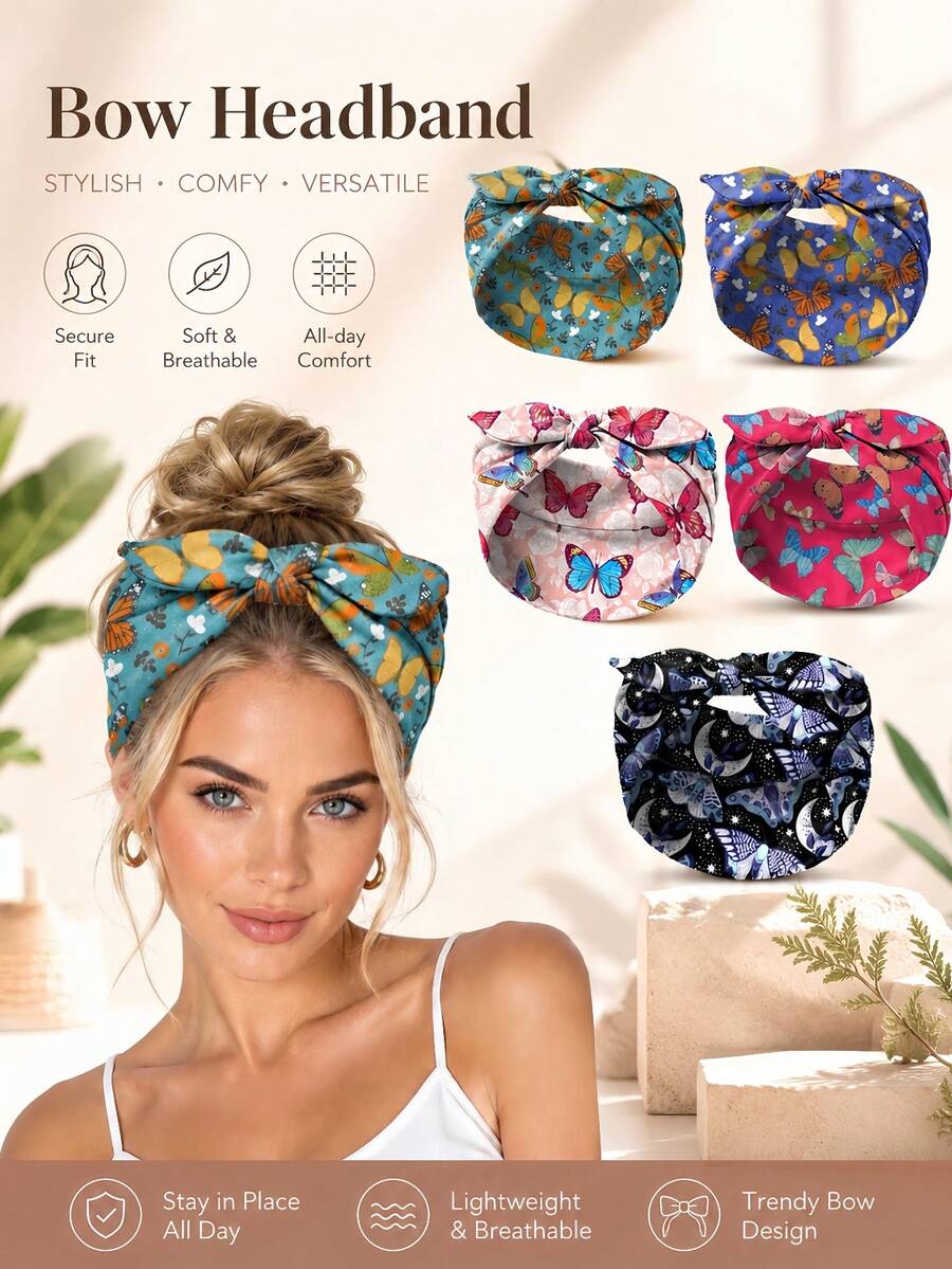 1pc Women's Bow Rabbit Ear Headband, Bohemian Style Wide Headband, Ultra Wide Cute Rabbit Ear Knot Headband, Sports Sweat-Absorbing Checkerboard Headband For Women, Button Headband, Wide Brim Headband, Elastic Headband, Fabric Headband, Checkerboard Headband, Bohemian Headband, Headscarf Style Headband, Checkerboard Hair Accessory, Non-Slip Headband, Yoga Headband, Makeup Headband