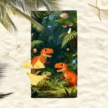 1条丛林恐龙沙滩巾，超柔软超细纤维特大号沙滩毯，超强吸水浴巾，适合旅行、游泳池、潜水、冲浪、瑜伽、露营，多种尺寸可选，沙滩、泳池、旅行、露营、瑜伽必备用品 - 叢林恐龍 - 查看 6