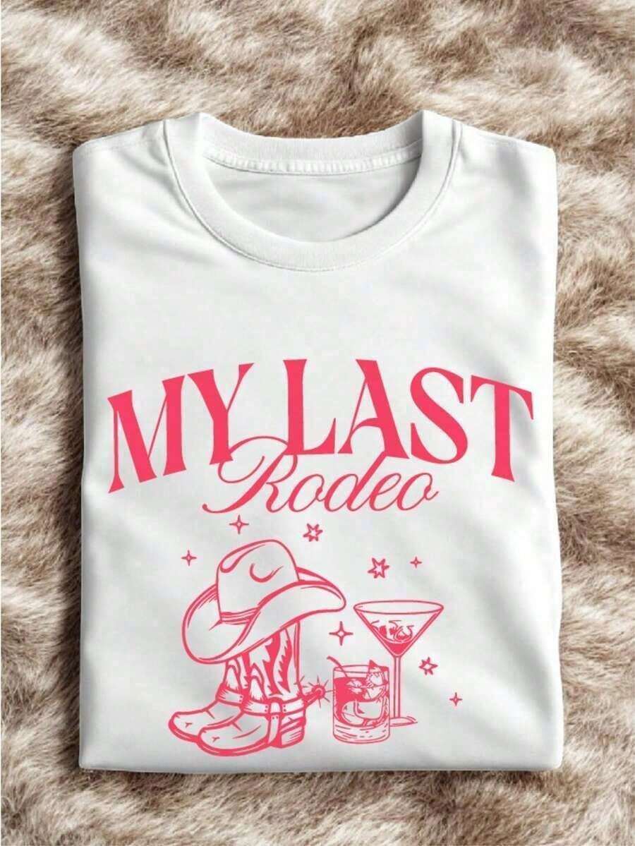 1 Piece Bachelorette Party T-Shirt "Last Rodeo", Nashville Bachelorette Party, Bridesmaid T-Shirt, Country Bachelorette Party T-Shirts, Cowgirl Bridal Party, "Let's Make Some Noise, My Last Rodeo" IT-3213Y2Y-Summer Clothes CA24180g 100% Cotton - 白色T卹 我的最後一次牛仔競技 - 查看 1