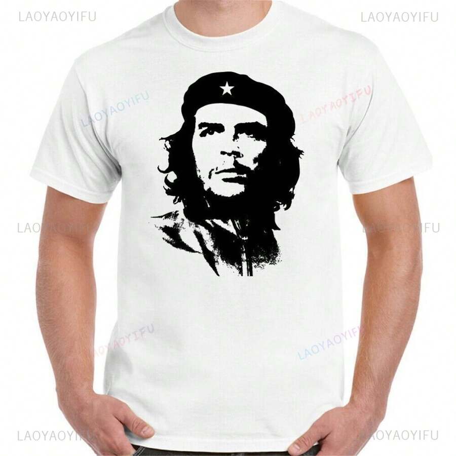 Che Guevara T-Shirt, Cuban Rebel T-Shirt, Guerrilla Revolution T-Shirt, Casual Short Sleeve T-Shirt, High Quality Cotton T-Shirt, Loose Fit T-Shirts - 白色 - 查看 1
