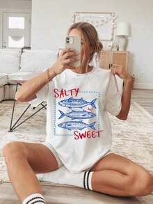 1 camiseta de sardinas, camiseta de pescado enlatado, camiseta de Portugal, sardina vintage, estética costera, camiseta de pescado, camiseta gráfica retro, camiseta para amantes de la comida, camiseta de viaje, 180g 100% algodón, todos los diseños están impresos. Unisexo. - Blanco-1 - Ver 1