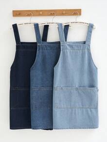 1 buah Celemek Denim, Tahan Minyak, Bernapas, dan Tahan Lama, Cocok untuk Barista, Kafe, dan Toko Roti, Seragam untuk Pria dan Wanita - Gaya tali - View 11