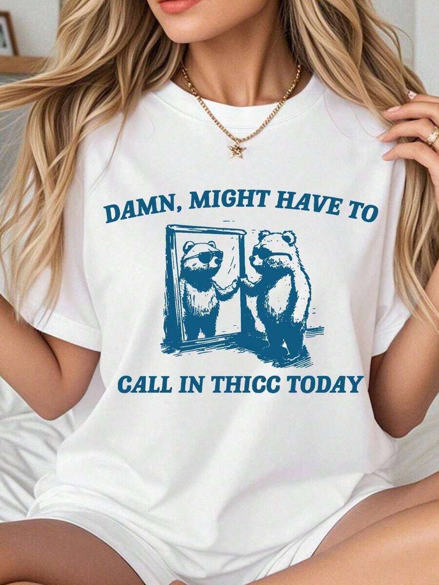 1 pieza Camiseta "Tal vez tenga que llamar a Thicc hoy" • Camiseta retro unisex 100% algodón puro 180g 100% algodón, los diseños están impresos. Unisexo. - Blanco - Ver 1