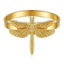 6pcs Elegant Table Decor, Gold Dragonfly Napkin Rings - Gold - View 5