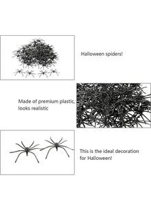 100/50/5pcs-Mini Araignées Noires Réalistes - Décorations d'Araignées d'Halloween, Fournitures de Fête d'Halloween, Décoration d'Halloween, Araignées en Plastique Réalistes pour Halloween, Jouets d'Araignées en Plastique Réalistes pour la Décoration de Fête d'Halloween, Maison Hantée, Farces et Cadeaux de Bonbons pour Fête, Décoration d'Halloween - noir - Voir 7