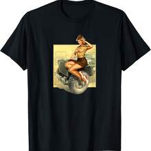 Pin-Up Girls Willys MB WW2 Vintage Poster T-Shirt - Black - View 1