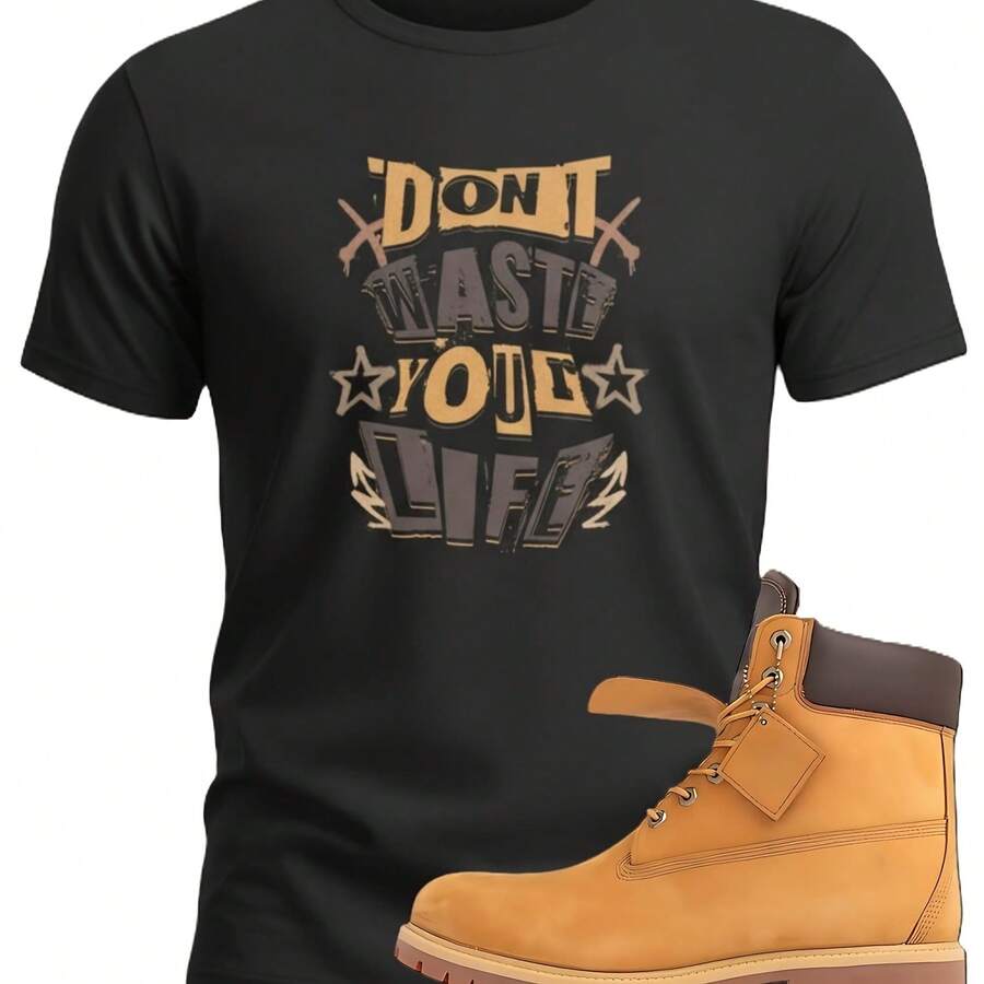 Camiseta personalizada con estampado de Timberlands en color trigo - forma - Ver 1