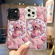 Disney Lilo & Stitch Phone Case, Angel Polka Dot Protective Cover. Compatible With IPhone 17, 16, 15, 14, 13, 12, 11 Pro Series And Galaxy S22, S23, S24, S25 Models, Featuring A Plush-Style Pink Angel Sitting In A Polka Dot Frame Against A Pink And Grey Heart-Pattern Background, Perfect For Fans Of The Cute Alien, Ideal For Birthdays, Holidays, Anniversaries, Graduation Gifts, Or Any Special Occasion To Surprise Family, Friends, Classmates, And Loved Ones. - 黑色 - 查看 4