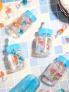 12/6pcs/1pc-Pink & Blue Mini Baby Bottle Candy Boxes, Gender Reveal Party Supplies, Baby Shower Favors, Baby Shower Decorations, Mini Plastic Baby Bottle Candy Containers, Baptism And Naming Party Mini Baby Bottle Candy Boxes, Mini Bottle Shaped Candy Containers, Suitable For Baby Shower, Gender Reveal, Baptism Party Supplies - Multicolor - View 2