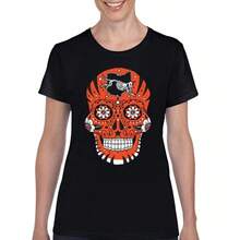 Camiseta de Calaveras de Azúcar de Cincinnati para Fanáticas de Fútbol Americano - Negro - Ver 1