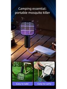 360° Adjustable USB Electric Mosquito Swatter, High Voltage Silent Mosquito Killer, Compact & Portable For Camping & Outdoor Use, USB Powered - Random Color - View 8