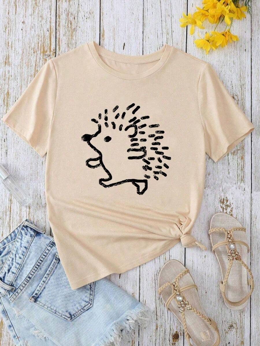 Women's T-Shirt - 杏色 - 查看 1