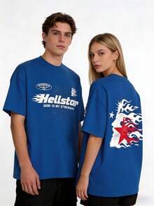 1PC (220 Cotton T-Shirt Double-Sided Printing) 1pc Flame & Star Graphic T-Shirt, Y2K, Streetwear, Digital Print T - Shirt Casual Comfort Cotton Tee For Spring & Summer Fall Men's Clothing, Halloween Gift,Unisex Summer Tops Summer Clothes Shirts Summer Graphic Tees Women T Shirts Summer Outfits For Women Vacation Outfits Women Mothers Day Outfit Festival Outfits For Women Festival Outfits For Women Tropicoqueta Outfits Tropical Outfits For Women Going Out Tops Women Tropical Outfits For Women Going Out Tops T Shirts Women - 藍色 - 查看 2