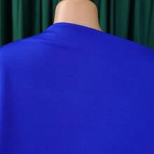 Conjunto otoñal para mujer de color liso con top de cuello oblicuo y pantalones de pierna ancha - Azul - View 3