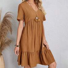 Women Maxi Dresses - Brown - View 2