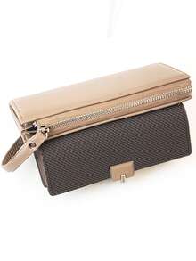 New Ladies Short Folding Wallet, Soft PU Zipper Multi-Function Large-Capacity Card Clip Coin Purse, Exquisite High Quality Fashion Simple Casual Wallet - Coffee - View 4