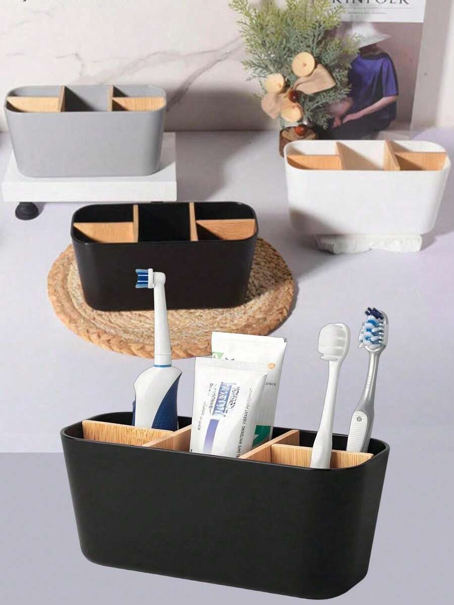 1pc Toothbrush/Toothpaste Holder, Suitable For Bathroom & Shower, Multi-Function Toothbrush Organizer, Bathroom Toothbrush Storage Rack, Home Bathroom Decor, Autumn, Back To School
