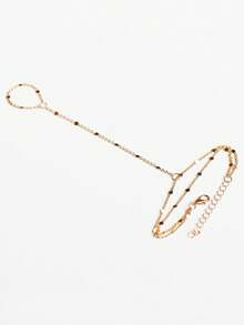 Cadena de dedo con flor de cristal de Rhinestone, accesorio diario minimalista y elegante - Dorado - Ver 3