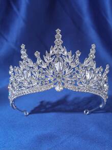 1pc Elegant Silver Rhinestone Women's Baroque Crown Headpiece, Bridal Wedding Hair Accessory, Romantic Princess Ball Party Tiara,Coronas - Multicolor - View 15